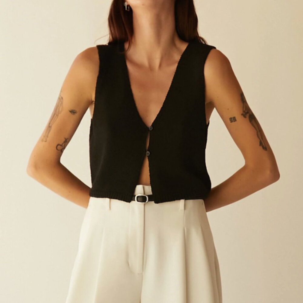 OAK + FORT Cropped Open Front Knit Tank